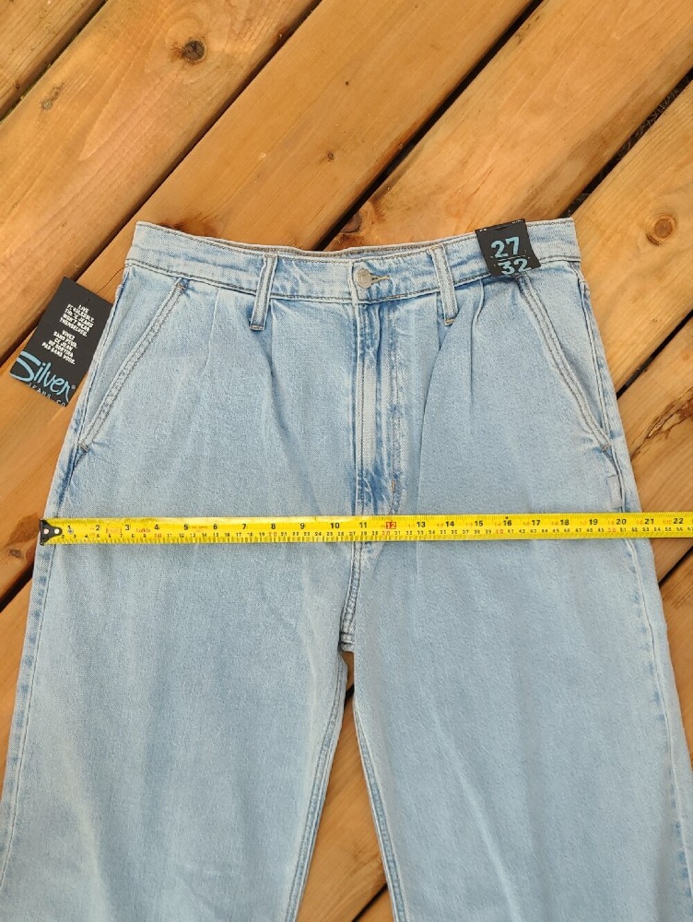 NWT Silver Jeans Co Pleated Denim Trouser High Rise light Blue Wide Leg Size 29 - Picture 9 of 14